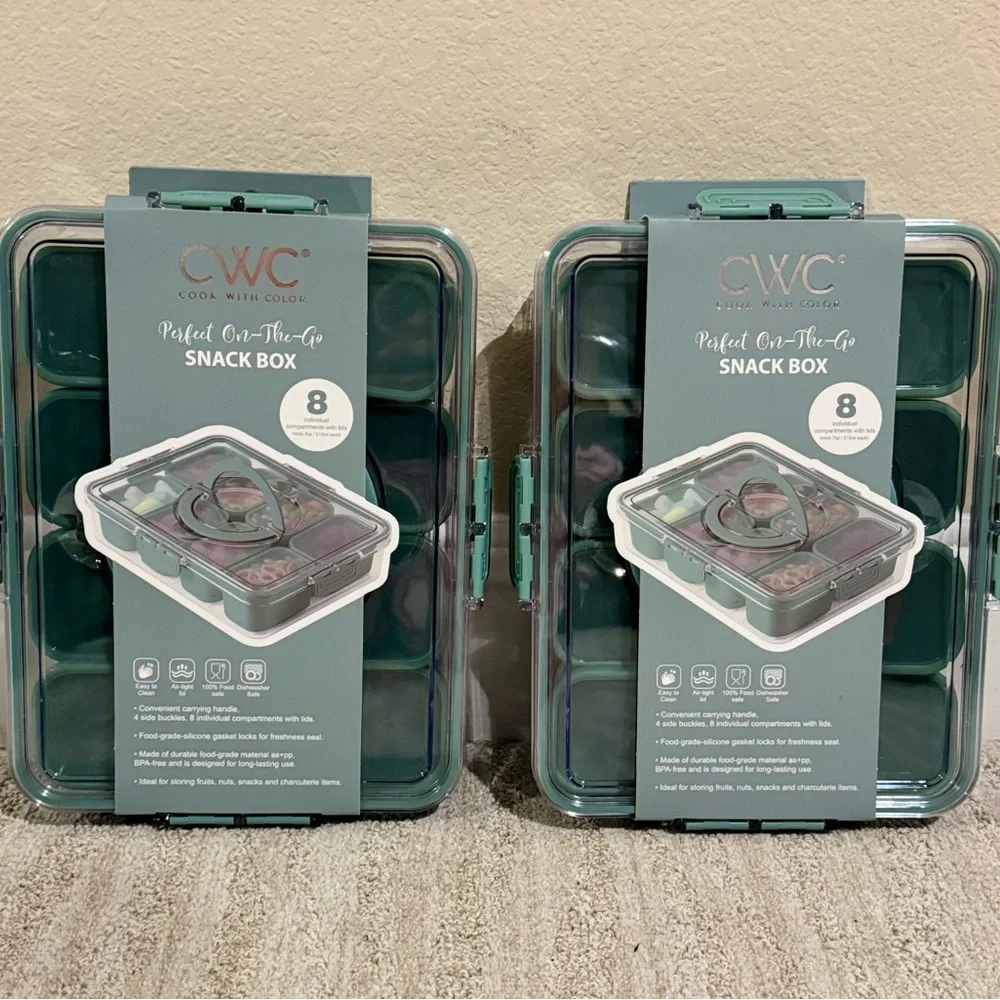 Cook with Color 8 Compartment Snack Container. Pack of 2 . NEW !!!!
